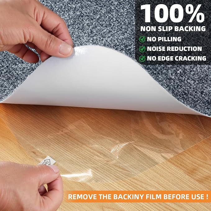 Office Chair Mat for Hardwood Floor, 55" x 35" Anti-Slip Mats for Rolling Chair, Large Computer Gaming Chair Mat, Tile Floors Protector for Office Home Gym, Light Gray