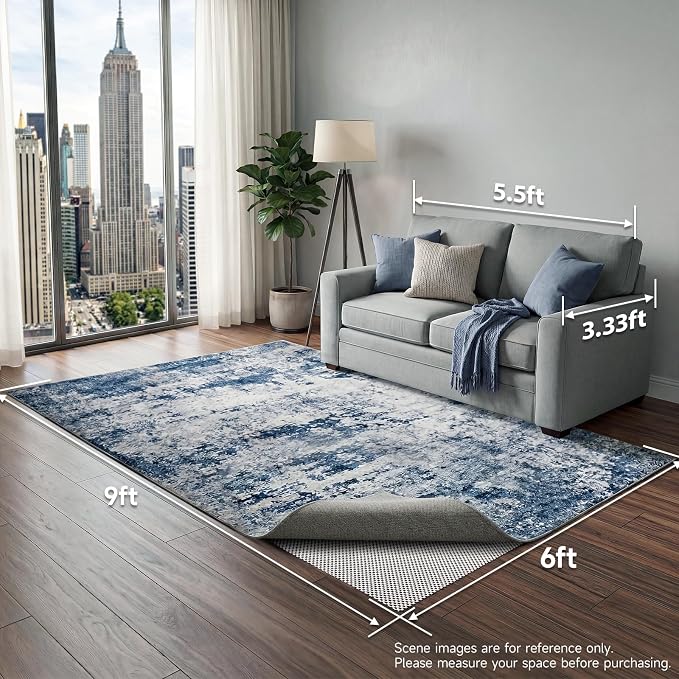 Veken 6x9 Ft Rug Pad Gripper for Hardwood Floors, Non Slip Rug Pads for Area Rugs, Thick Rug Grippers for Tile Floors, Under Carpet Anti Skid Mat, Keep Your Rugs Safe and in Place