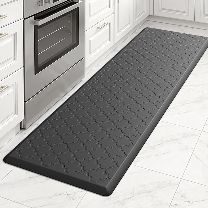Kitchen Mat Cushioned Anti Fatigue for Floor, Non-Slip Waterproof Comfort Rug for Kitchen Sink, Standing Desk & Laundry, 17.3"x60", Black