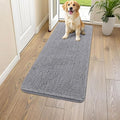 Smiry Dog Door Mat for Muddy Paws 45x27, Absorbent Dirt Trapper, Non-Slip Washable Chenille Entryway Rug for Inside Floor, Grey, Classic Solid