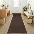KOZYFLY Woven 2x7 Washable Kitchen Runner Rug, Non Slip Runners for Hallway, Cotton Entryway Runner, Braided Floor Carpet for Entry, Kitchen, Bedside, Hall, Brown/Dark Brown