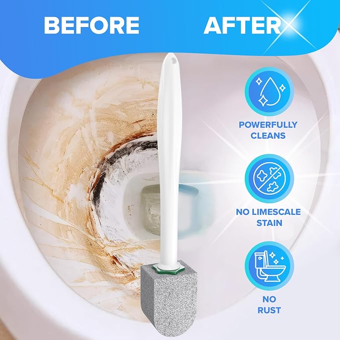DISIWENE Pumice Cleaning Stone with Handle Toilet Bowl Cleaner Hard Water Ring Remover for Bath/Pool/Kitchen/Household Cleaning (5, 5 Pack with Twist-Off Handle)