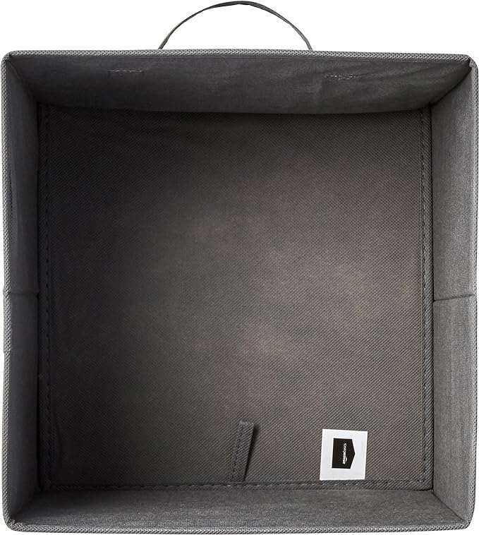 Amazon Basics Collapsible Fabric Storage Cubes Organizer with Handles, Sturdy, Foldable, Space-Saving, 10.5"x10.5"x11", Gray, 6-Pack