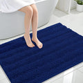 OLANLY Thick Large Bathroom Rugs 44x32, Extra Soft Absorbent Chenille Striped Bath Rugs, Rubber Backing, Machine Wash Dry, Bath Mats for Bathroom Floor, Tub and Shower, Home Decor Accessories, Navy