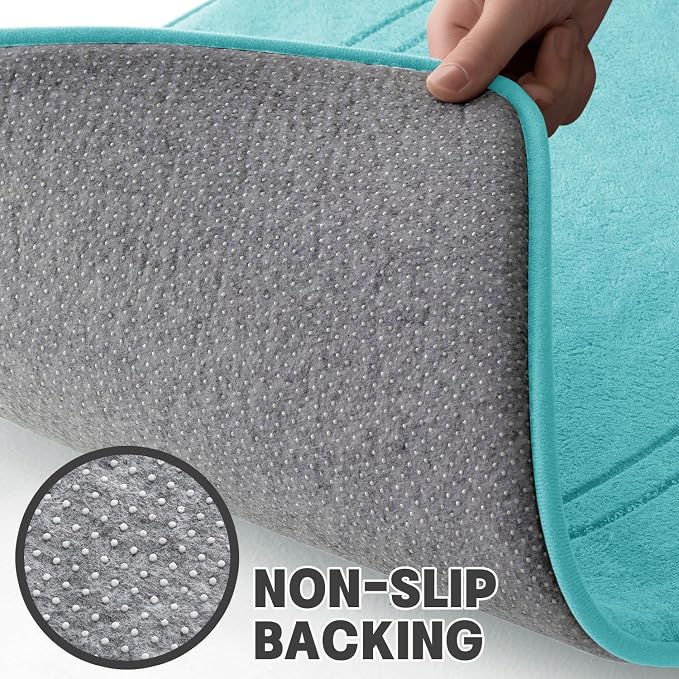 YIHOUSE Teal Memory Foam Bath Mat Set 5 Pieces
