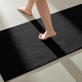 TYUU Black Bathroom Runner Rugs, Long Bath Mat Runner Washable Thin Quick Dry Low Pile Bathroom Runner Rugs Non Slip, Black 16''x60''