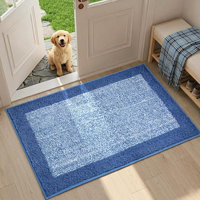 Bathroom Rugs 30x20 Non Slip Washable, Blue Bath Mat for Bathroom Floor Tub, Soft Absorbent Quick Dry Mats for Shower, Bathtub,Home Decor