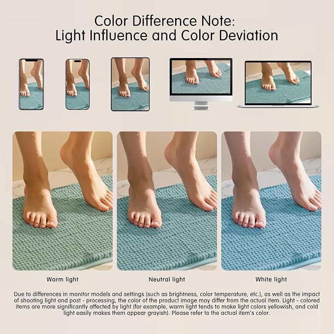 SUBRTEX Bathroom Rugs, 24" x 55" Chenille Bath Rug Soft Short Plush Bath Mat Soft Shower Mat Water Absorbent Shower Mat Quick Dry Machine Washable, Light Green