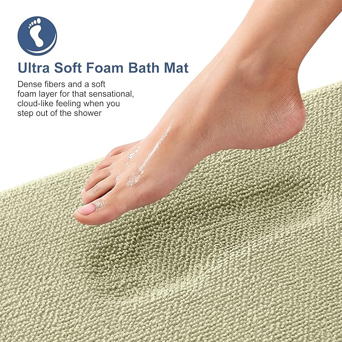 OLANLY Thick Memory Foam Bath Mat Rug 30x20, Extra Soft Absorbent Bathroom Rug, Quick Dry Bath Mats, Non-Slip, Machine Washable Carpet for Bathroom, Tub and Shower, Home Decor Accessories, Vanilla