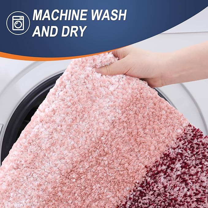 OLANLY Large Bathroom Rugs Mat 50x30, Extra Soft Absorbent Microfiber Bath Rugs, Rubber Backing, Quick Dry, Machine Washable Bath Mats for Bathroom Floor, Tub and Shower, Home Decor Accessories, Red