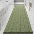 Bcoimo Long Bathroom Rug, Chenille Bath Runner with High Low Pile Design, Soft Absorbent Non Slip Bath Mat, Machine Washable Quick Dry Rug for Shower, Tub, Sink and Vanity