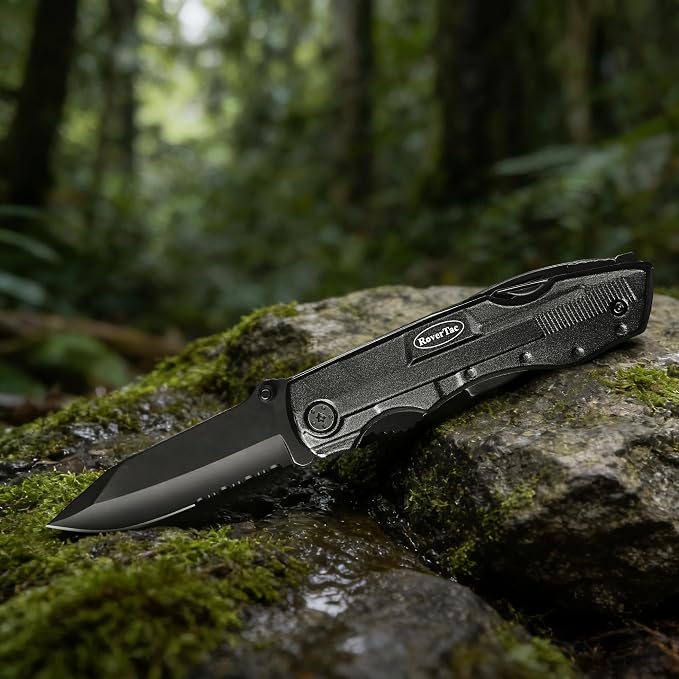 RoverTac Pocket Knife, 15-in-1 Multitool with Pliers, Bottle & Can Opener, 9 Screwdriver Bits, Locking Mechanism & Nylon Sheath - EDC Multi Tool for Camping, Hiking & DIY, Gift for Men & Dad