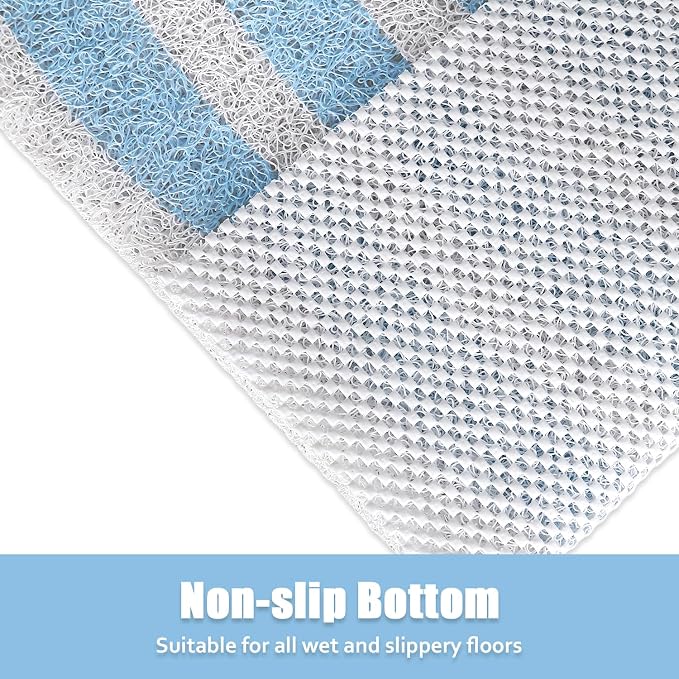 Non Slip Shower Mat, 24x24 Inch, Soft Comfortable Shower Floor Mat with Drain, PVC Loofah Bath Mat for Shower, Bathroom and Wet Areas, Quick Drying Easy Cleaning