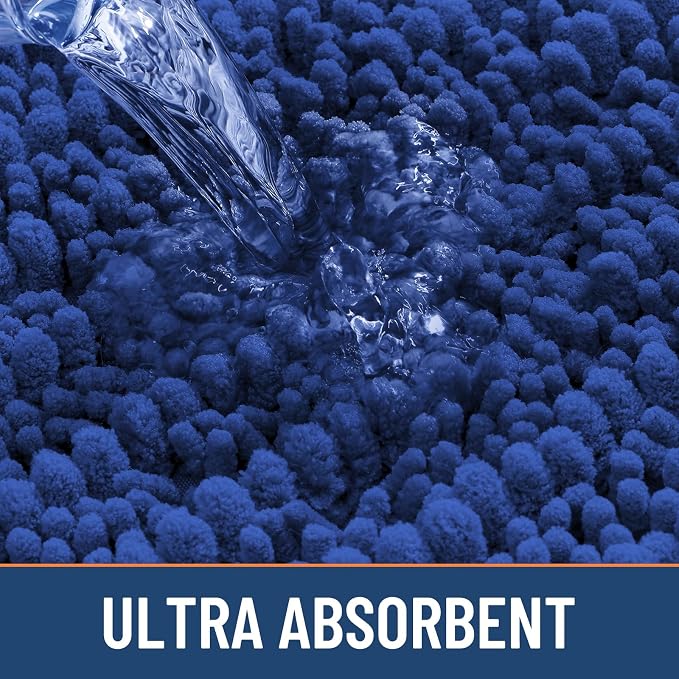 Smiry Bathroom Rugs Mat 44x24, Extra Soft Absorbent Chenille Bath Rugs, Non Slip Rubber Backing Machine Washable Quick Dry Bath Mats for Bathroom Floor, Tub, Shower, Home Decor Accessories, Royal Blue