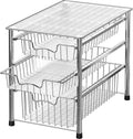 Simple Houseware Stackable 3 Tier Sliding Basket Organizer Drawer, Chrome