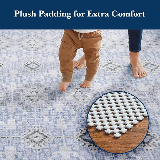Veken 5x7 Ft Rug Pad Gripper for Hardwood Floors, Non Slip Grey Blue Rug Pads for Area Rugs, Thick Rug Grippers for Tile Floors, Under Carpet Anti Skid Mat, Keep Your Rugs Safe and in Place