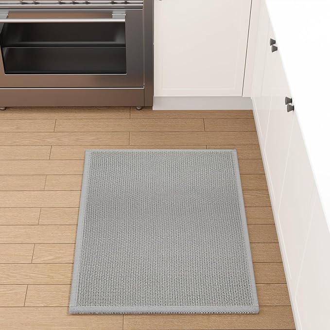 SUMLANS Kitchen Mat 1 PCS, Cushioned Non Slip Rugs for Kitchen Floor, Absorbent Runner Comfort Standing Mats Washable for Kitchen, Office, Home (Grey, 24"x36")