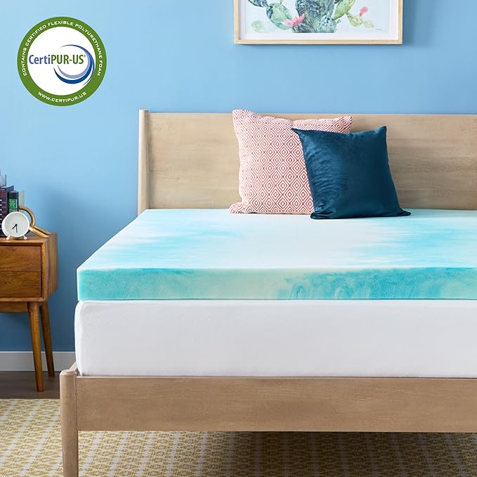 Linenspa 4 Inch Swirl Gel Memory Foam Mattress Topper, California King Size – Cooling Gel Infused, Ventilation Holes – Pressure Relieving Bed Topper – CertiPUR Certified