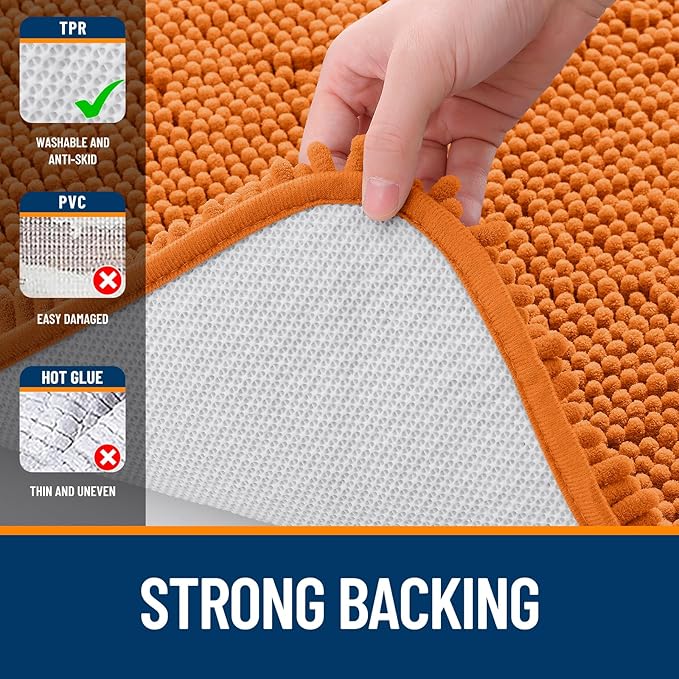 OLANLY Bathroom Rugs 35x24, Extra Soft Absorbent Chenille Bath Rugs, Rubber Backing Quick Dry, Machine Washable Bath Mats for Bathroom Floor, Tub and Shower, Home Decor Accessories, Clay