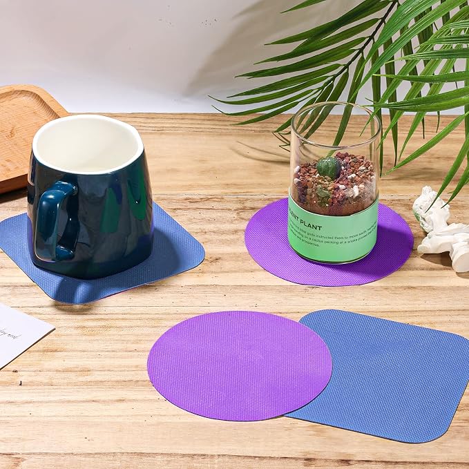 LUTER 4pcs Jar Opener, Rubber, Multi-function Silicone Bottle Opener for Seniors with Weak Hands Lid Cap Gripper Pads Kitchen Coasters Gadgets(blue square + purple round)