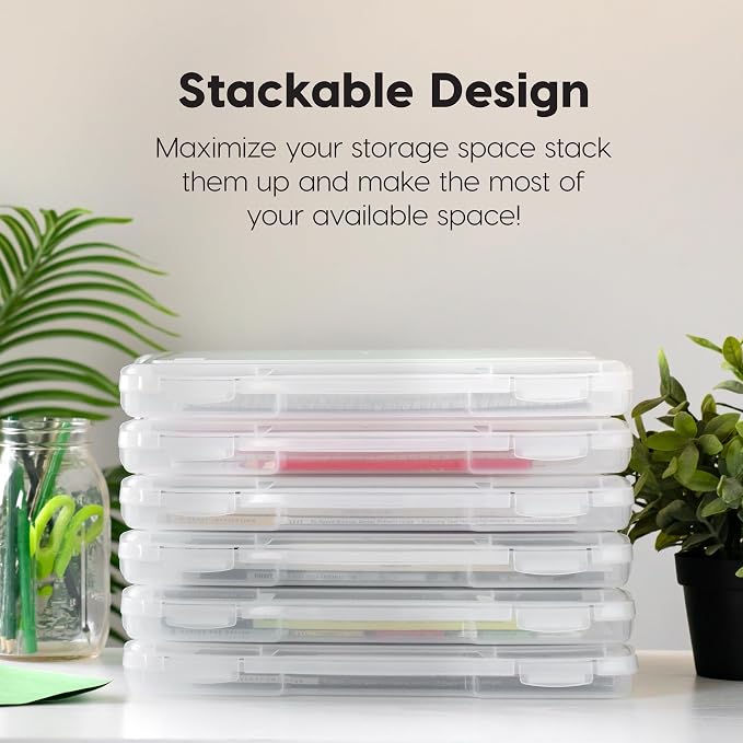 IRIS USA Board Game Storage Containers, 10-Pack |Made in USA| Organizers with Built-In Handle & Snap-Tight Lid for Puzzles, Scrapbook, and Fits 8.5" x 11" or A4 Papers, Slim - Clear