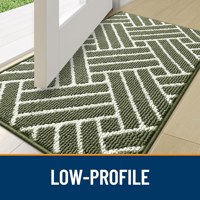 OLANLY Indoor Door Mat, 48x32 Inch, Dirt Resistant and Absorbent, Non-Slip Rubber Backing Floor Mats, Easy Clean Low-Profile Doormat for Entryway, Front Door, and Inside Entrance, Green