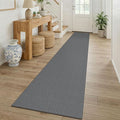 KOZYFLY Cotton 2x12 Runners Rugs for Hallway, Long Washable Runner Rug, Woven Non Slip Kitchen Runner, Braided Entryway Rug, Floor Carpet for Entry, Aisle, Hall, Grey/Dark Grey