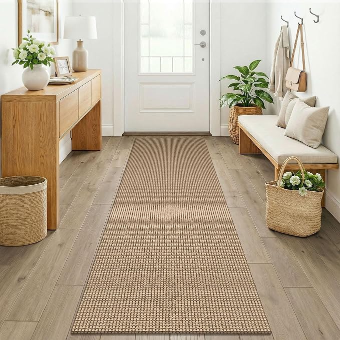 KOZYFLY Boho Runners for Hallways 2x7 ft Washable Kitchen Runner Non Slip Rubber Backed Hall Runners Cotton Entryway Runner Rugs for Indoor Backdoor Bedroom Kitchen, Orange Beige/Tan/Brown
