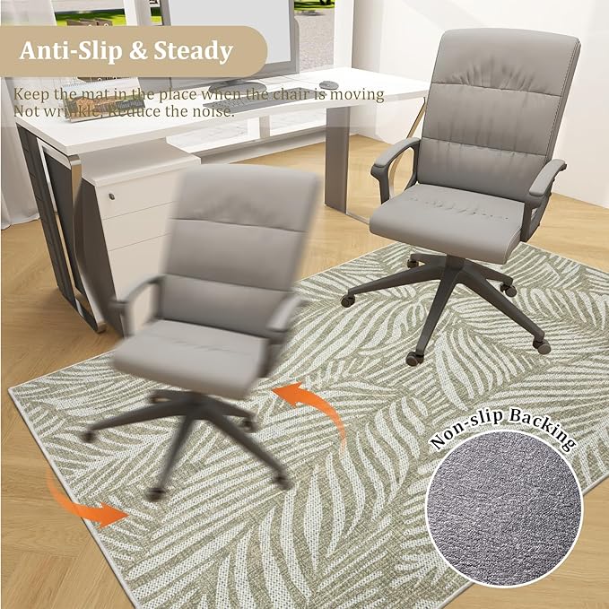 Office Chair Mat for Hardwood Floor, 48"x36" Easy Glide Computer Desk Mat Protector for Rolling Chair Under Desk Rug Nonslip Backing, Machine Wash (Modern)