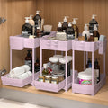 Sevenblue 3 Pack Under Sink Organizers, 2-Tier Multi-Use Kitchen and Bathroom Organizers and Storage with Sliding Drawers, Bathroom Cabinet Organizer (Pink, 14.8 Inch)