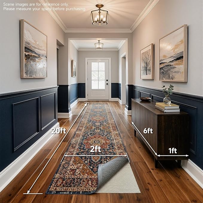 Veken Runner Rug Pad Gripper for Hardwood Floors, Non Slip 2x20 Ft Rug Pads for Area Rugs, Thick Rug Grippers for Tile Floors, Under Carpet Anti Skid Mat, Keep Your Rugs Safe and in Place