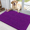 OLANLY Dog Door Mat for Muddy Paws 35x24, Absorbs Moisture and Dirt, Absorbent Non-Slip Washable Doormat, Quick Dry Chenille Mud Mat for Dogs, Entry Indoor Entryway Carpet for Inside Floor, Purple