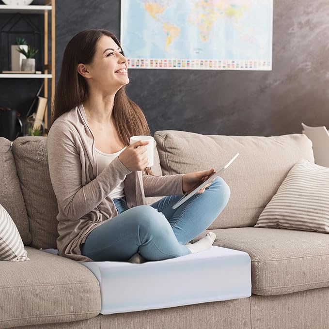HOMBYS Memory Foam Couch Cushion Replacement, High Density Upholstery Foam Wrapped with Memory Foam & Polyester Batting, Sofa Cushions Inserts with Dacron Fiber Layer,with Removable Cover,8"x24"x24"