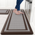 KitchenClouds [2 PCS Kitchen Rugs Cushioned Anti-Fatigue Kitchen Mats for Floor Waterproof Kitchen Rug Set Non-Slip Comfort Standing Mat for Office, Sink, Laundry 20"×30"+20"×47",Chocolate