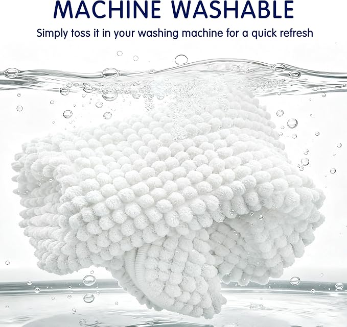 SUBRTEX Bathroom Rugs, 24" x 36" Chenille Bath Rug Soft Short Plush Bath Mat Soft Shower Mat Water Absorbent Shower Mat Quick Dry Machine Washable, White