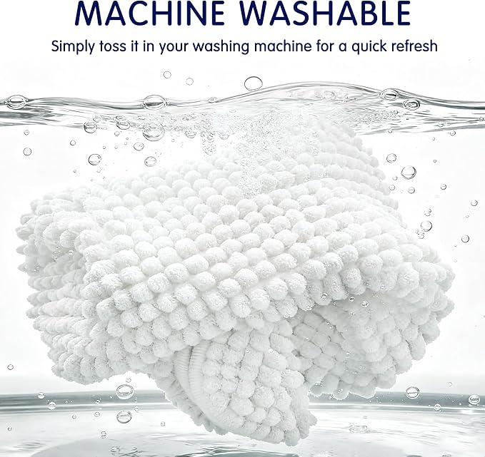 SUBRTEX Bathroom Rugs Chenille Bath Rug Soft Short Plush Bath Mat Soft Shower Mat Water Absorbent Shower Mat Quick Dry Machine Washable (White, 20" x 32")
