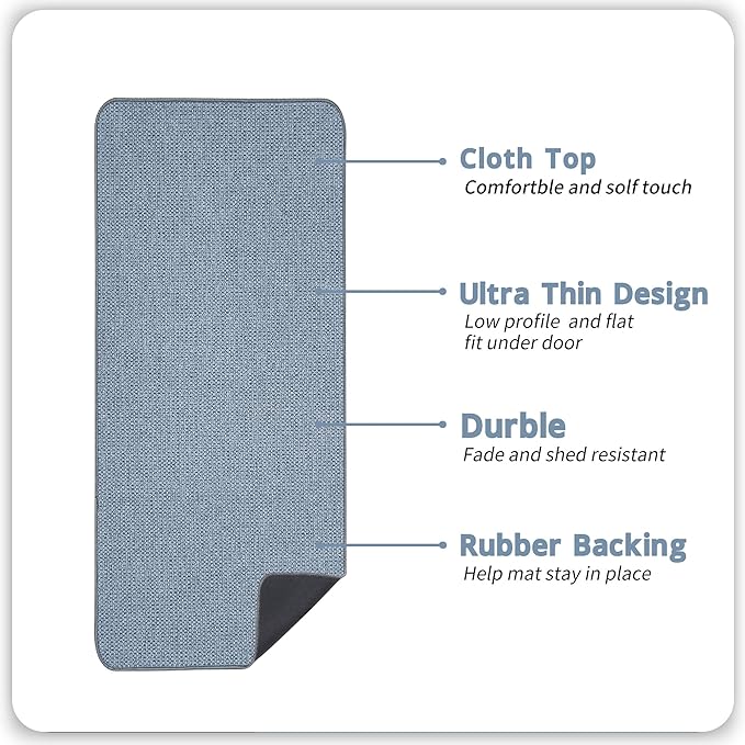 Bosap Bath Mat,Ultra Thin Bathroom Runner Rugs,Large Bath Mats for Bathroom,Quick Dry,Non-Slip,Machine Washable,Low Pile,Bath Rug,Shower Outside,Sink,Home Decor Accessories.Blue,2'x6'(24x72inch)