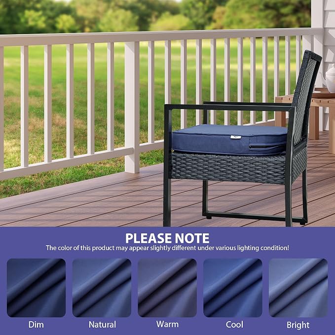 IPYNBAP Outdoor Chair Cushions Set of 4 -Waterproof Outdoor Seat Cushions for Patio Furniture, Patio Chair Cushion with Handle and Ties, Out Door Chair Pads,17x16x2-Round, Navy Blue
