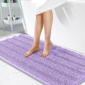 OLANLY Thick Bathroom Runner Rugs 47x24, Extra Absorbent Chenille Striped Bath Rugs, Rubber Backing, Machine Wash Dry, Long Bath Mats for Bathroom, Tub and Shower, Home Decor Accessories, Lavender