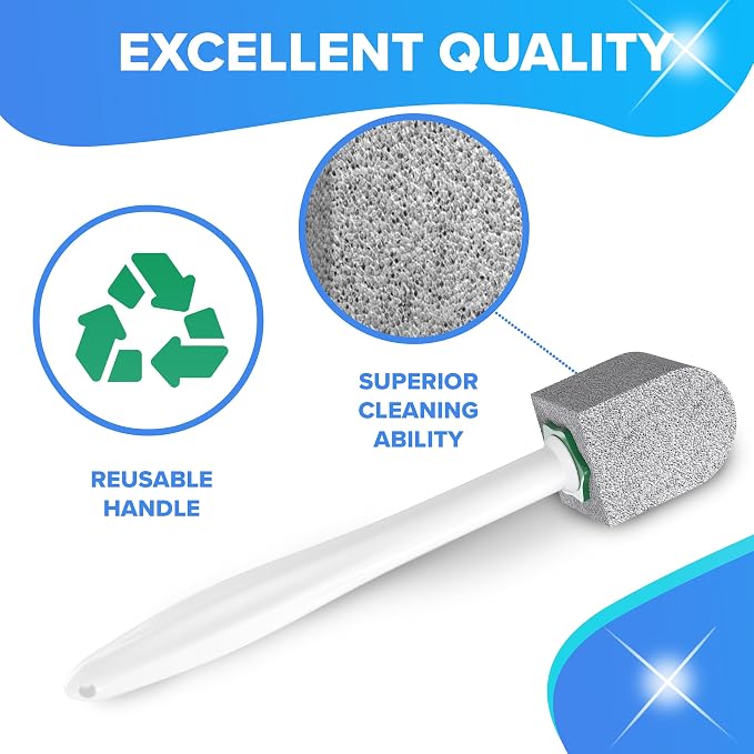 DISIWENE Pumice Cleaning Stone with Handle Toilet Bowl Cleaner Hard Water Ring Remover for Bath/Pool/Kitchen/Household Cleaning (5, 5 Pack with Twist-Off Handle)