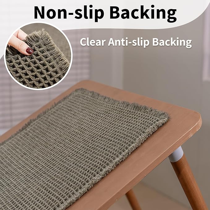 Waffle Bath Mat - Boho Bathroom Rugs Non Slip Washable, Super Absorbent & Quick Dry, Soft Bath Mat Farmhouse Bathroom Decor, 24'' x 36'', Olive Green