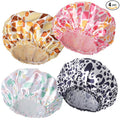 Shower Caps for Women, 4 PCS Elastic and Reusable Bath Caps, Double Layers Shower Cap Reusable Waterproof, Bathing Shower Caps, Environmental Bath Hair Protection Cap - Stone