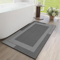 YDKGL Non Slip Long Bath Mat Bathroom Runner, Rubber Backing Ultra Thin Bathroom Rugs Fit Under Door Quick Dry Super Absorbent Washable Bath Rug Shower Mat for Bathtub Sink Floor, Dark Grey 24"x48"