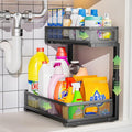 Under Sink Organizer, High Adjustable 2 Tier Under Sink Organizers and Storage, Slide out Metal Cabinet Organizers, Pull out Storage Drawer Shelf for Kitchen Bathroom Cabinet (1, Black)