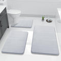 Yimobra 3 Pieces Memory Foam Bath Mat Set with U-Shaped Toilet Rug - Non Slip Super Soft Absorbent Quick Dry Bathroom Rugs for Bathtub, Vanity & Toilet Base, Silver