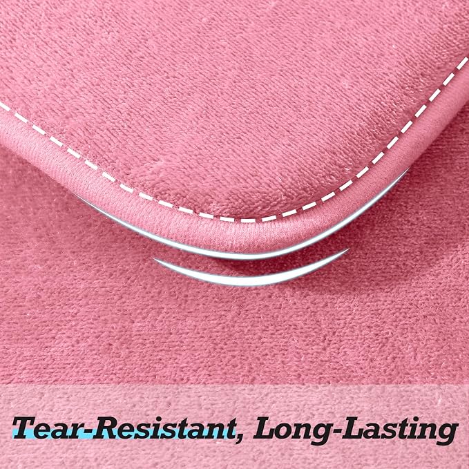 HUXMEYSON Bathroom Rugs Sets 2 Piece, Non-Slip & Quick Dry Bath Mat Set, Ultra Soft Velvet Bath Rugs for Bathroom, Toilet and Shower Floor, Pink