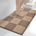 anllugs Bathroom Rugs 20" x 30", Non-Slip Extra Soft Absorbent Bath Rugs, Machine Washable Quick Dry Bath Mats for Bathroom Floor, Shower, Bathtub and Sink, Checkered Grayish Brown & Coffee