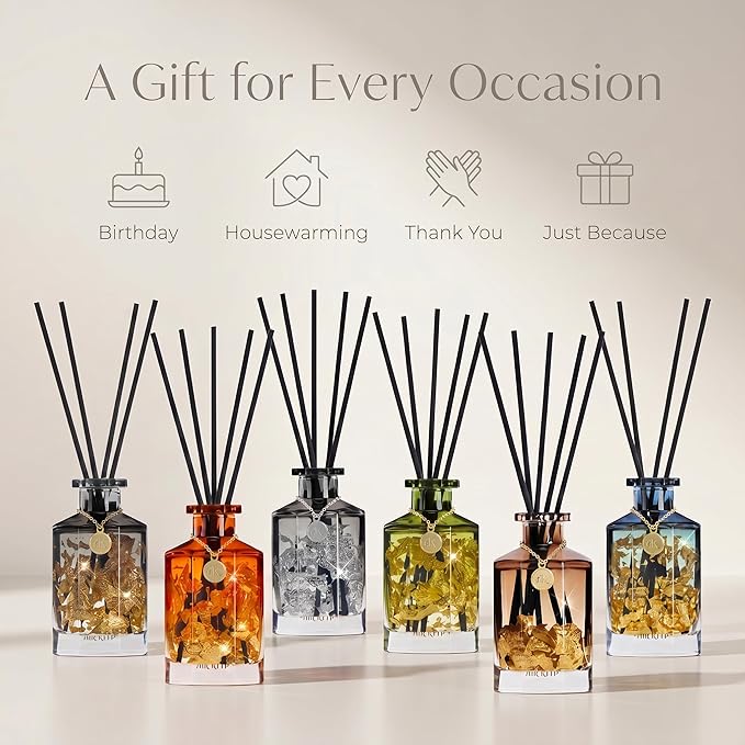 Airkeep Reed Diffuser Set,Jasmine Mint Luxury Scented Diffuser with Sticks Long Lasting Home Fragrance for Bathroom Shelf Decor 6.09 fl oz (180ml)