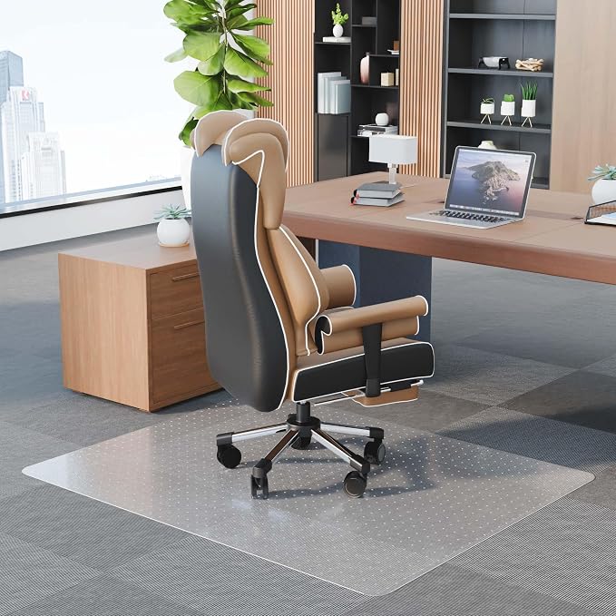 100pointONE Office Chair Mat for Carpet, 30" x 48" Clear Desk Chair Mat for Low Pile Carpeted Floors- Easy Glide Plastic Floor Mat for Office Chair on Carpet