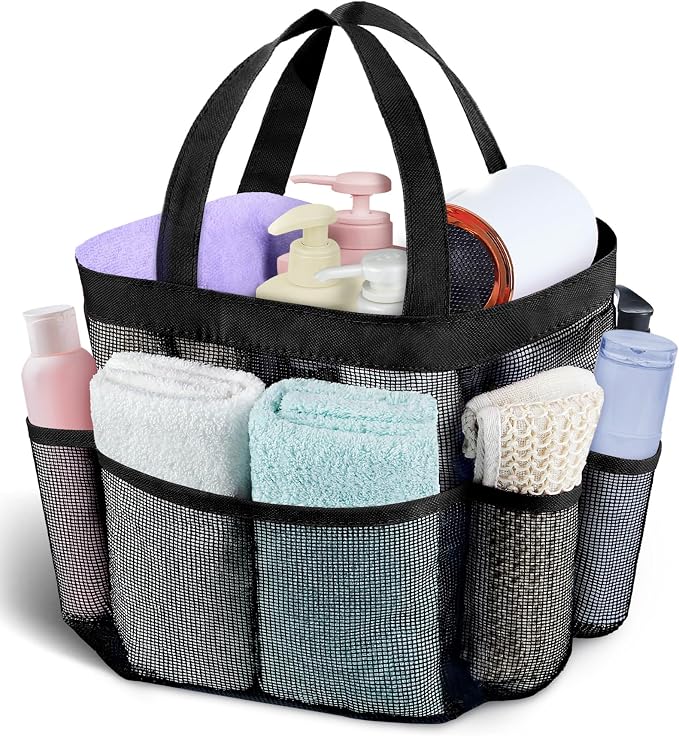 Attmu Mesh Shower Caddy Portable, Quick Dry Hanging Shower Tote Bag for College Dorm Room Essentials, Large Capacity Shower Caddy Dorm for Bathroom Gym Swimming